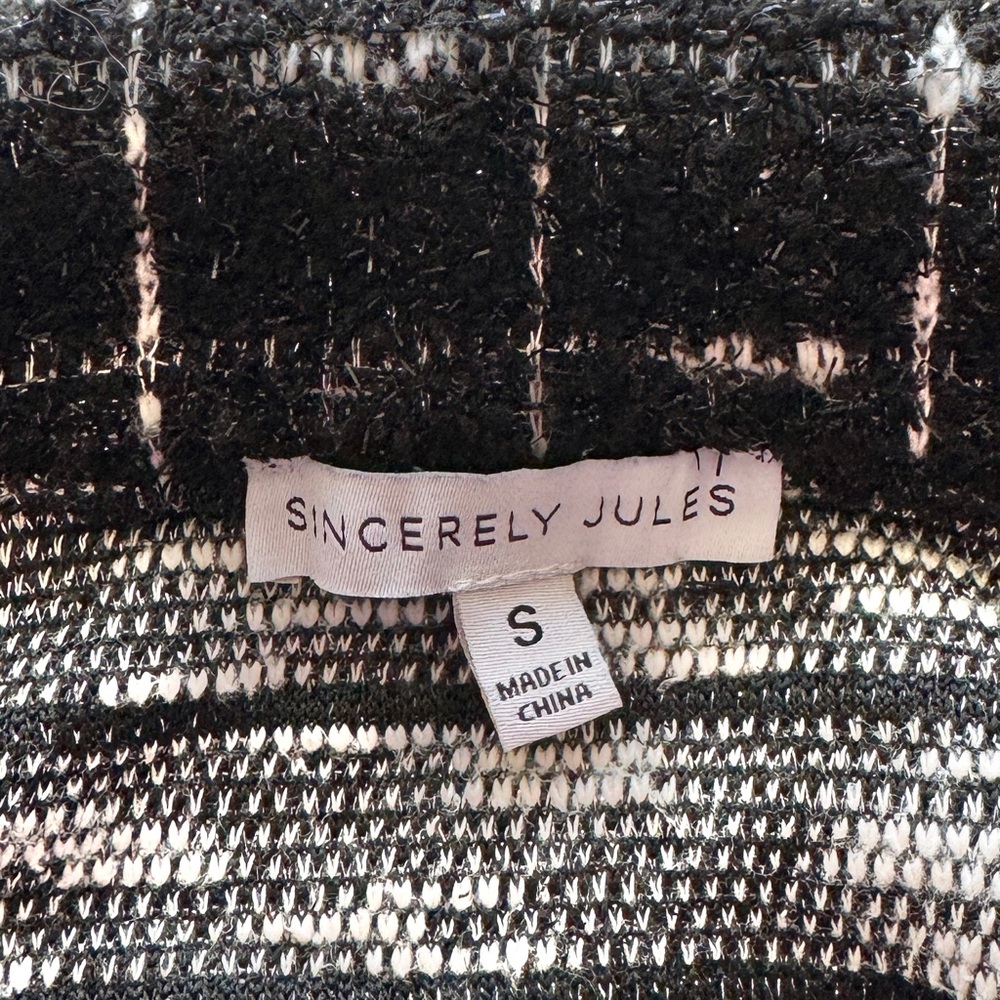 Sincerely Jules Black and White Cropped Tweed Blazer - Picture 3 of 8